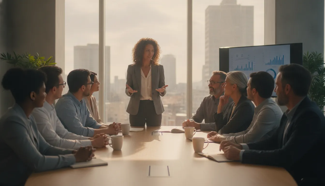 Equipe em reunião colaborativa, mostrando como empresas agem pela saúde mental no trabalho.