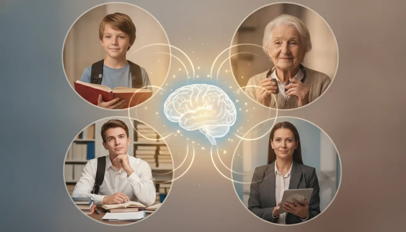 Grupo diverso se beneficia do neurofeedback para saúde mental, incluindo crianças, adultos e idosos.