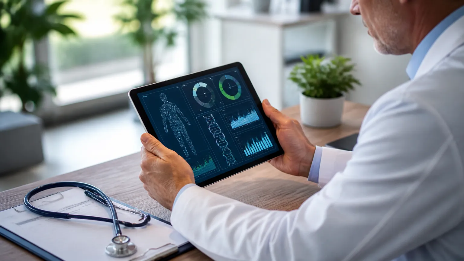 Consulta médica avaliando dados metabólicos sobre prática do jejum intermitente e saúde.